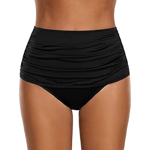 Trajes de baño Mujer SHOBDW Talle Alto Nadar Abajo Tanga Fruncido Tankini Pantalones Cortos De Chico Bragas Señoras Talla Extra Pantalones De Natacion Una Pieza Ropa de Playa Bañadores(Negro,L)