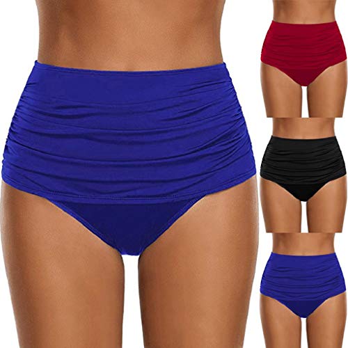 Trajes de baño Mujer SHOBDW Talle Alto Nadar Abajo Tanga Fruncido Tankini Pantalones Cortos De Chico Bragas Señoras Talla Extra Pantalones De Natacion Una Pieza Ropa de Playa Bañadores(Negro,L)