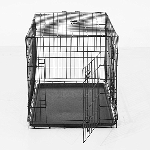 Transportin Perros 76x53x57cm 2 Puertas Jaula con Asa Transporte Jaula Reja de Alambre de Hierro