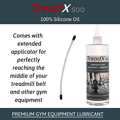 TreadX - Lubricante profesional para equipos de gimnasia, 100% aceite de silicona, elípticas y bicicletas estacionarias, sin olor con tubo aplicador X-Long (16 oz)