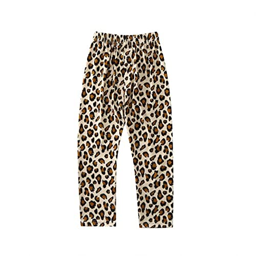 Treer Leggings para Niñas de 2-10 Años, Pantalones Casuales Largos Estampado Moda 3D, Stretch Cintura Alta Mallas Deportivas, Leggins Suave y Cómodo, Telas Elásticas (Estampado Leopardo,100cm)