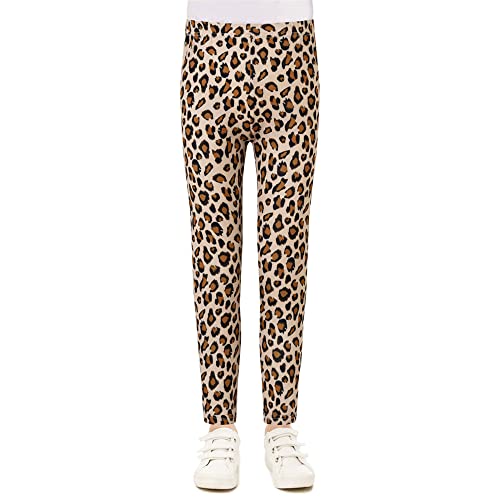 Treer Leggings para Niñas de 2-10 Años, Pantalones Casuales Largos Estampado Moda 3D, Stretch Cintura Alta Mallas Deportivas, Leggins Suave y Cómodo, Telas Elásticas (Estampado Leopardo,100cm)