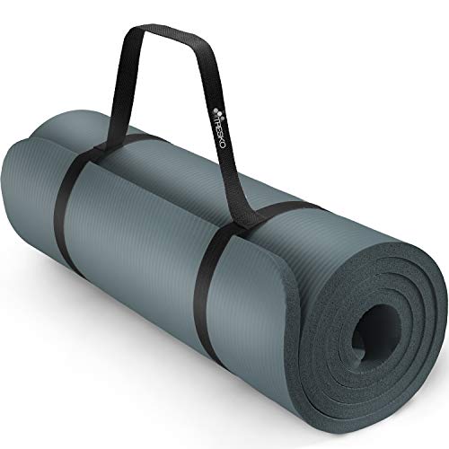 TRESKO® Esterilla de Fitness 185 x 60 cm y 190 x 100 cm para Gimnasia, Yoga, Pilates y Cualquier Tipo de Entrenamiento | Suave y cómoda | Espuma NBR (Azul Indigo, 185 x 60 x 1,5 cm)