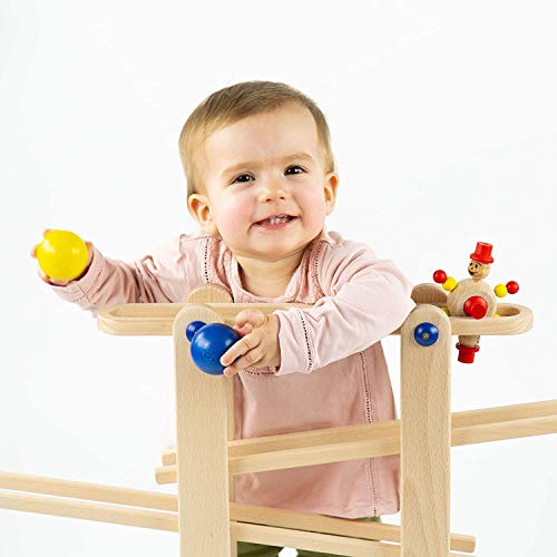 Trihorse Rampa de canicas MAXI hecha de madera para niños | Circuito de bolas ideal para bebes a partir de 1 año | Rampa de bolas con 6 accesorios | Hecha de madera premium muy resistente en la UE