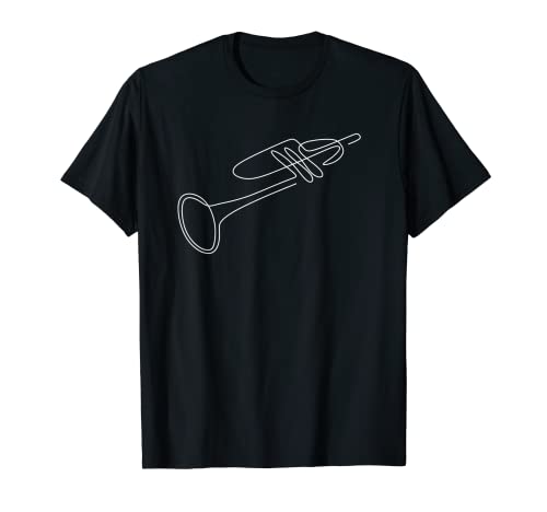 Trompeta Línea Arte Jazz Músico Músico Maestro Hombres Mujeres Niños Camiseta