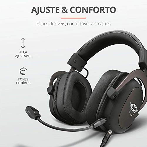 Trust Cascos Gaming GXT 414 Zamak Auriculares Gamer con Micrófono Extraíble y Flexible y Diadema Ajustable, Cable Trenzado de 1 m, para PS4, PS5, PC, Nintendo Switch, Xbox One, Xbox Series X - Negro