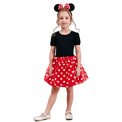 TTYAOVO Bebé Chicas Polca Punto Tutu Vestido Talla 120 (4-5 Años, 363 Rojo)