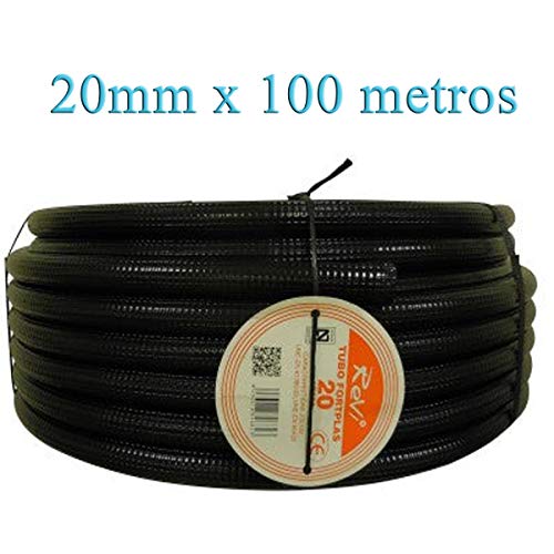 Tubo corrugado 20mm 100m【REFORZADO DE DOBLE CAPA】•【IGNIFUGO】No propagador de llamas • Tubos corrugados flexibles para cables electricidad • 100 metros • PVC de Calidad