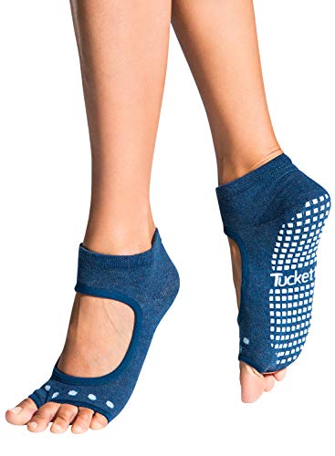 Tucketts Calcetines Yoga Pilates Antideslizante Deporte Mujer, Colchoneta deporte accesorios yoga, Calcetín dedos para Ballet, Barra Fitness, Danza, Running (Twilight)