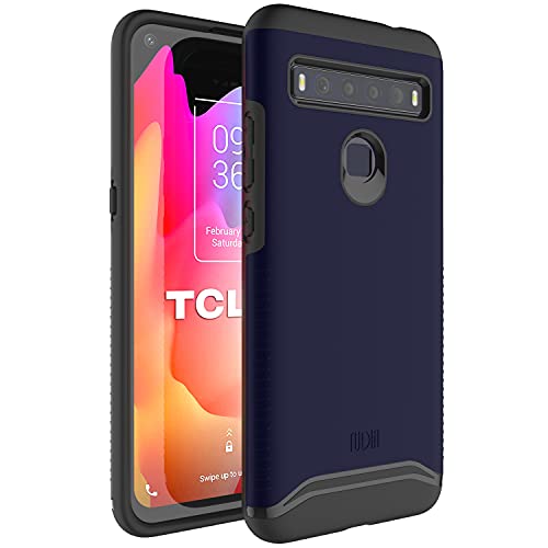 TUDIA DualShield diseñado para TCL 10L, [fusionar] resistente a los golpes de grado militar de doble capa de policarbonato duro de TPU suave y delgado funda protectora - azul índigo