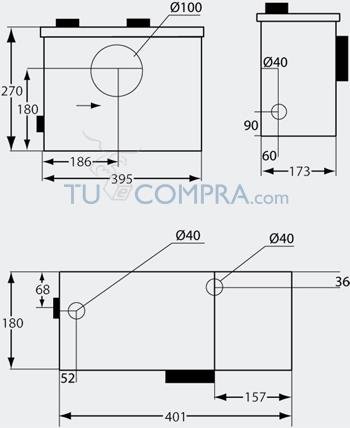 Tuecompra S.L. - Triturador Sanitario WC 600 W - Bomba trituradora para Lavabo, baño o Cocina