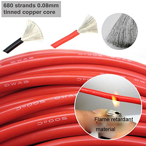 TUOFENG Cable eléctrico de calibre 12 6 metros [3 m negro y 3 m rojo] 12 AWG Cable de silicona Cable de cobre estañado flexible resistencia a alta temperatura