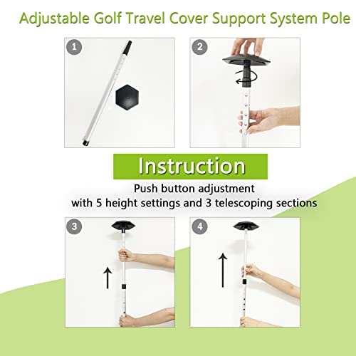 TuoP Barra de Soporte para Bolsa de Golf de Viaje, Aluminio, Cubierta de Golf Ajustable con Sistema de Soporte