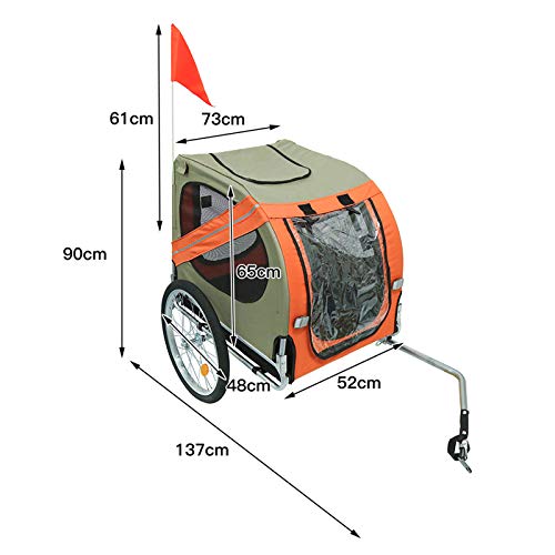 TureFans Remolque de Bicicleta para Perros, Remolque Bici Perro, Paño Oxford Impermeable, Carga máxima 40 KG, Plegable, 73 * 90 * 137 cm (QP225385_02)