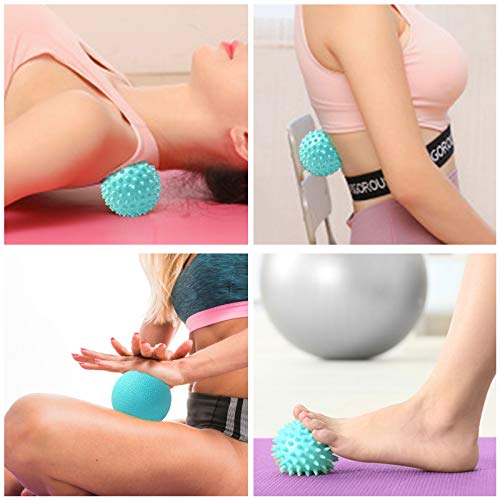 TWBEST Rodillo de Masaje, Masajeador Suave para Pies y Manos, Masajeador ergonómico para aliviar dolor de Fascitis Plantar, músculo, cervical, muñecas y etc. Con 2 Pelotas Masaje.