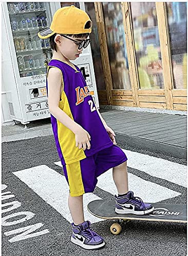 TYTF - Conjunto de camiseta de baloncesto sin mangas para niño, de malla, uniforme de camiseta y pantalón corto, para verano, de 1 a 15 años