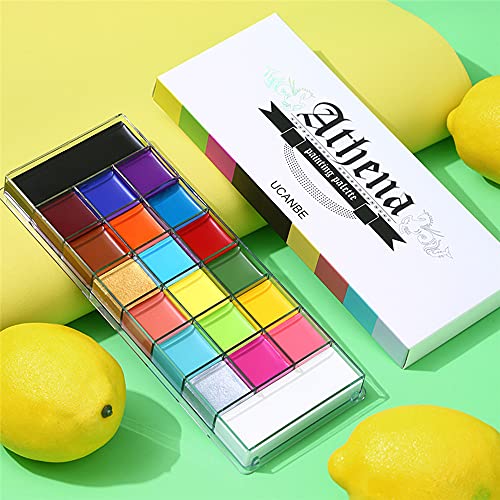 UCANBE Pintura facial y corporal, 20 colores Pintura al óleo profesional Flash Tattoo Maquillaje Paleta Pintura Arte Fiesta de Halloween Vestido elegante Paleta de belleza