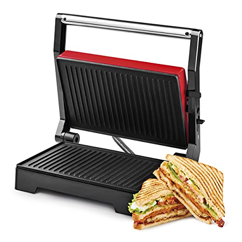 Ufesa PR1000 Fuji Parilla Eléctrica, Panini Press Grill, 1000W, Placas Antiadherentes, Apertura 180º, Asa Toque Frio