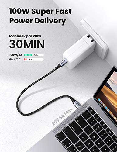 UGREEN Cable USB C a USB C 100W, Cable USB Tipo C, 20V/5A Cable USB C Carga Rápida Compatible con MacBook Pro 16'' 15" 13", MacBook, iMac, DELL XPS, Galaxy S21 S20, Huawei P40 P30, Xiaomi 11-2 Metros