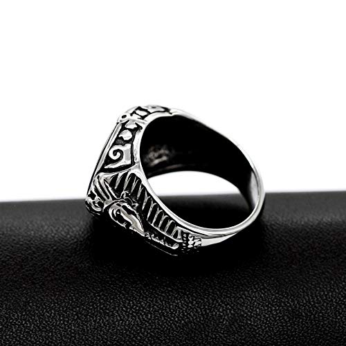 Uloveido Anillo de Ojo de Dios Que Todo lo ve de Acero Inoxidable Negro para Hombre, Anillos de Ojo de Malvado Pesados ​​Antiguos Novio (Talla 19) Y520