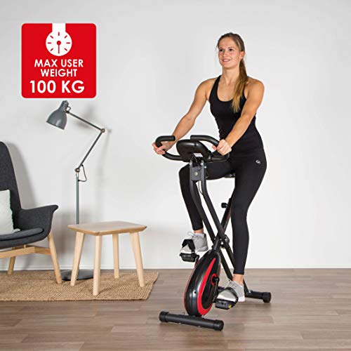 Ultrasport F-Bike 250 Bicicleta estática con Ordenador y App, Sensor de pulsaciones, Plegable, sin Respaldo & App, Unisex, Mate Negro