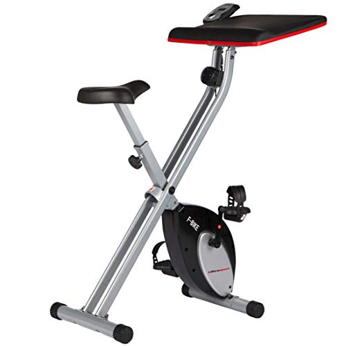 Ultrasport F-Bike Work estática con estación de Trabajo, Aparato doméstico, Bicicleta Fitness con Consola y sensores de Pulso en Manillar, Plegable, Unisex, Plata/Negro