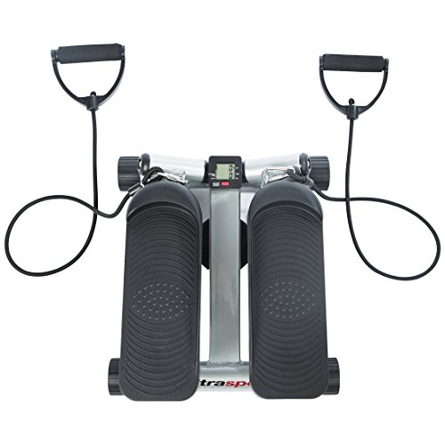 Ultrasport Máquina de Step Swing Stepper con Cintas de Entrenamiento/Aparato de Entrenamiento Stepper + AB Roller Aparato de Abdominales, práctico Aparato de Fitness para Entrenar Musculatura