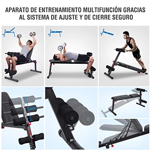 Ultrasport musculación Plegable multifunción TR-5 All in One 9-1, Acolchado cómodo, Respaldo Regulable, se Puede Usar como Banco Plano, Adecuado para Principiantes y Profesionales, Unisex Adulto