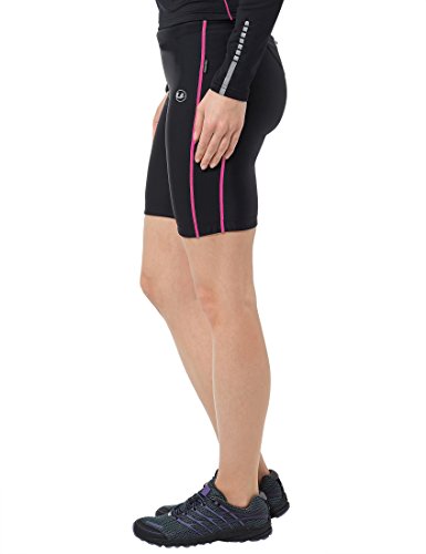 Ultrasport Quick Dry Pantalones Cortos de Correr, Mujer, Negro/Rosa Neón, M