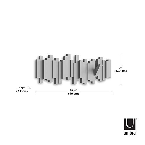 Umbra Sticks Perchero de pared con 5 ganchos extraíbles, Gris