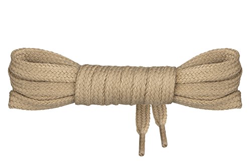 Un par de cordones Monte Swiss © Premium, 100% algodón, resistentes a roturas, 7 mm de ancho, entre 45 y 200 cm de longitud, Unisex, beige, 90 cm