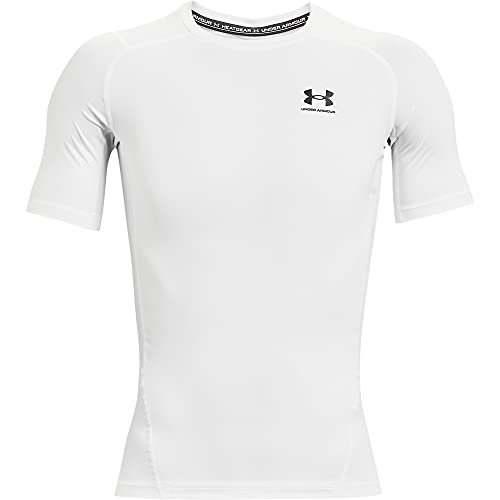 Under Armour UA HG Armour Comp SS Camiseta para Hombre, Blanco (White/Black), M