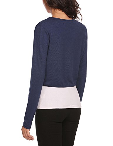 UNibelle Sólido del estiramiento suave de manga larga Ayer Bolero Cardigan para Mujer Azul marino METRO