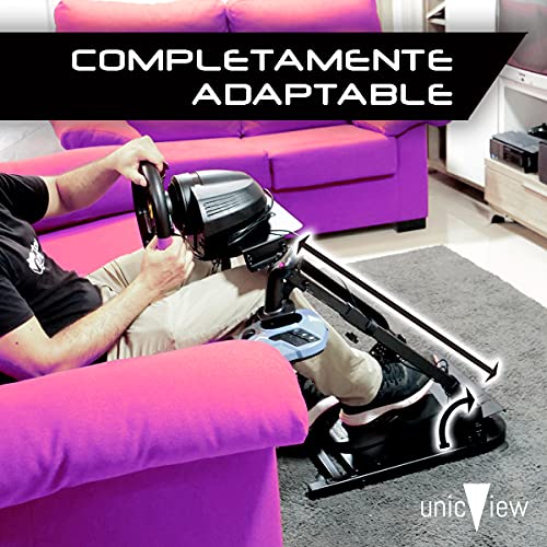 Unicview Soporte para Volante Logitech G29 G920 G923 Incluye Soporte Caja de Cambios, Thrustmaster T150 T500 T300 TX TH8A, PS4 PS5, Xbox Fanatec Clubsport, Totalmente Ajustable, Plegable