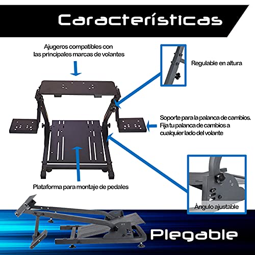 Unicview Soporte para Volante Logitech G29 G920 G923 Incluye Soporte Caja de Cambios, Thrustmaster T150 T500 T300 TX TH8A, PS4 PS5, Xbox Fanatec Clubsport, Totalmente Ajustable, Plegable