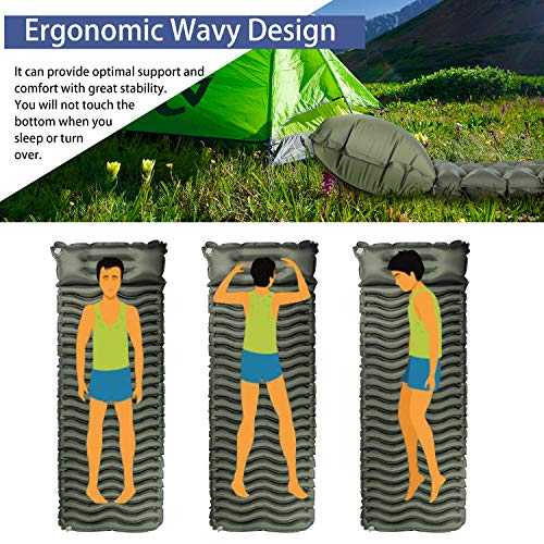 Unigear Esterilla Inflable Portatíl Colchón de Aire para Camping Acampa Colchones Hinchable Utraligero y Resistente Cama Colchoneta de Dormir al Aire Libre Viaje Playa