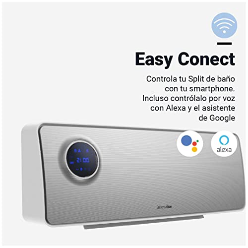 UNIVERSALBLUE Split de Baño con WiFi | Calefactor Pequeño 2000W | Mando a Distancia | Bajo Consumo | 4 Modos Funcionamiento