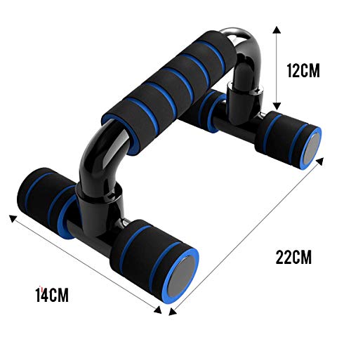 unycos - Barras para Flexiones con Empuñaduras de Esponja - Ejercicios de Gimnasio en Casa - Portátil - Soporte para Flexiones Push Up | Rutina de Ejercicio de Formación (Azul)