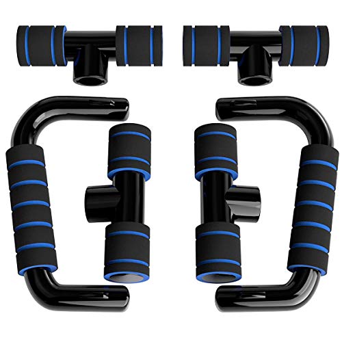 unycos - Barras para Flexiones con Empuñaduras de Esponja - Ejercicios de Gimnasio en Casa - Portátil - Soporte para Flexiones Push Up | Rutina de Ejercicio de Formación (Azul)