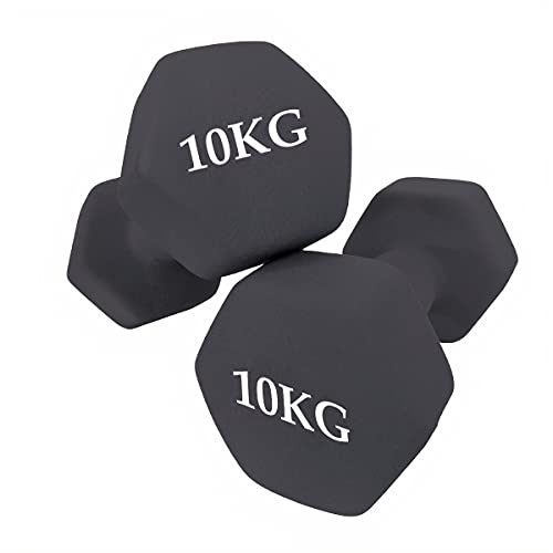 unycos - Set de 2 Mancuernas - Ejercicio Fitness - Pesas Cortas - Anti-Rodadura - Antideslizante - Hexagonales | Entrenamiento en Casa y Gimnasio (10 Kg)