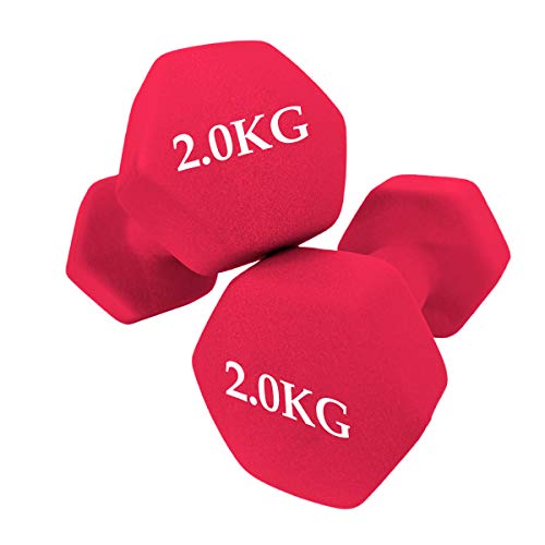 unycos - Set de 2 Mancuernas - Ejercicio Fitness - Pesas Cortas - Anti-Rodadura - Antideslizante - Hexagonales | Entrenamiento en Casa y Gimnasio (2 Kg)