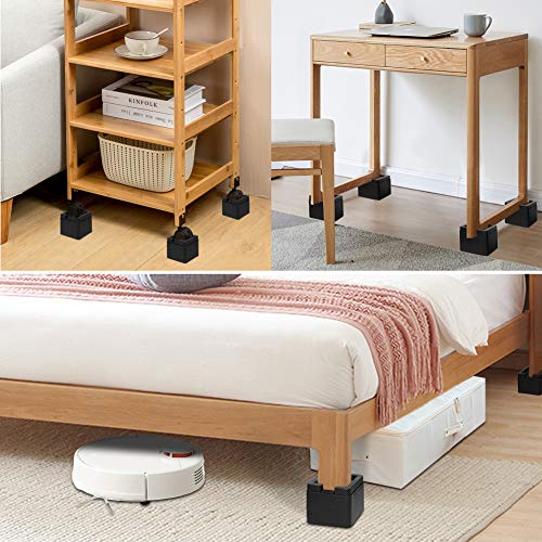 Uping Elevador Muebles Alza Mueble Elevadores Camas Mesas, Aumente Altura en 7,4cm o 14,8 cm (Negro)