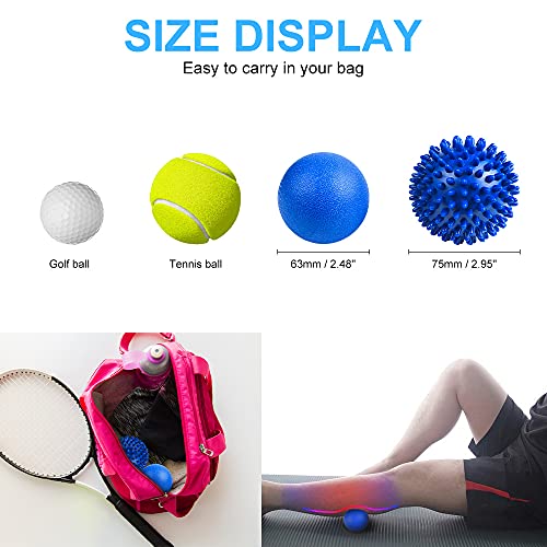 URAQT Bolas de Masaje Miofascial, Set de 2 Pelotas de Masaje con Pinchos y Bolas de Lacrosse, Sport Bolas de Masaje para Aliviar Dolores Musculares, Herramienta de Masaje de Alta Densidad