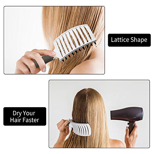 URAQT Cepillo de Pelo, Cepillo de Cerdas de Jabali Naturales, Comodo y Durable Peine de Pelo Masaje, para Cabello Largo, Fino, Grueso y Rizado, Reducir el Encrespamiento y la Rotura (Blanco)