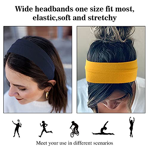 URAQT Diadema de Yoga, 6 Piezas Diadema Deportiva Elásticas Absorbente, Banda para el Cabello Yoga Diademas de Algodón para Mujeres y Niñas Deportes Pilates Fitness