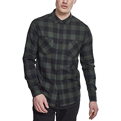 Urban Classics Checked Flanell Shirt Camisa, Multicolor (blk/Forest), 4XL para Hombre