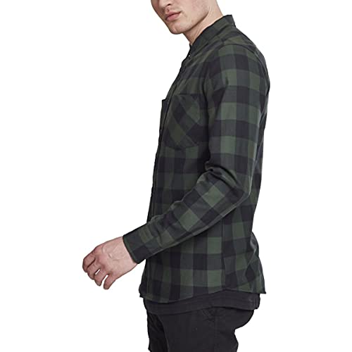 Urban Classics Checked Flanell Shirt Camisa, Multicolor (blk/Forest), 4XL para Hombre