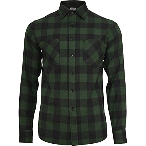 Urban Classics Checked Flanell Shirt Camisa, Multicolor (blk/Forest), 4XL para Hombre