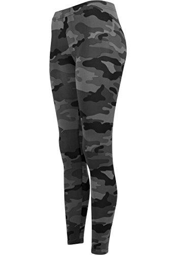 Urban Classics Ladies Camo Leggings, Mallas, Material Opaco - Pantalones Deportivos, Negro (Dark Camo), S