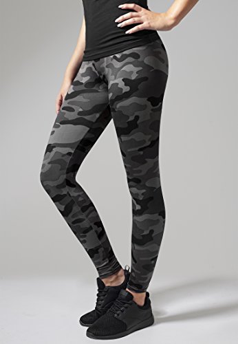 Urban Classics Ladies Camo Leggings, Mallas, Material Opaco - Pantalones Deportivos, Negro (Dark Camo), S